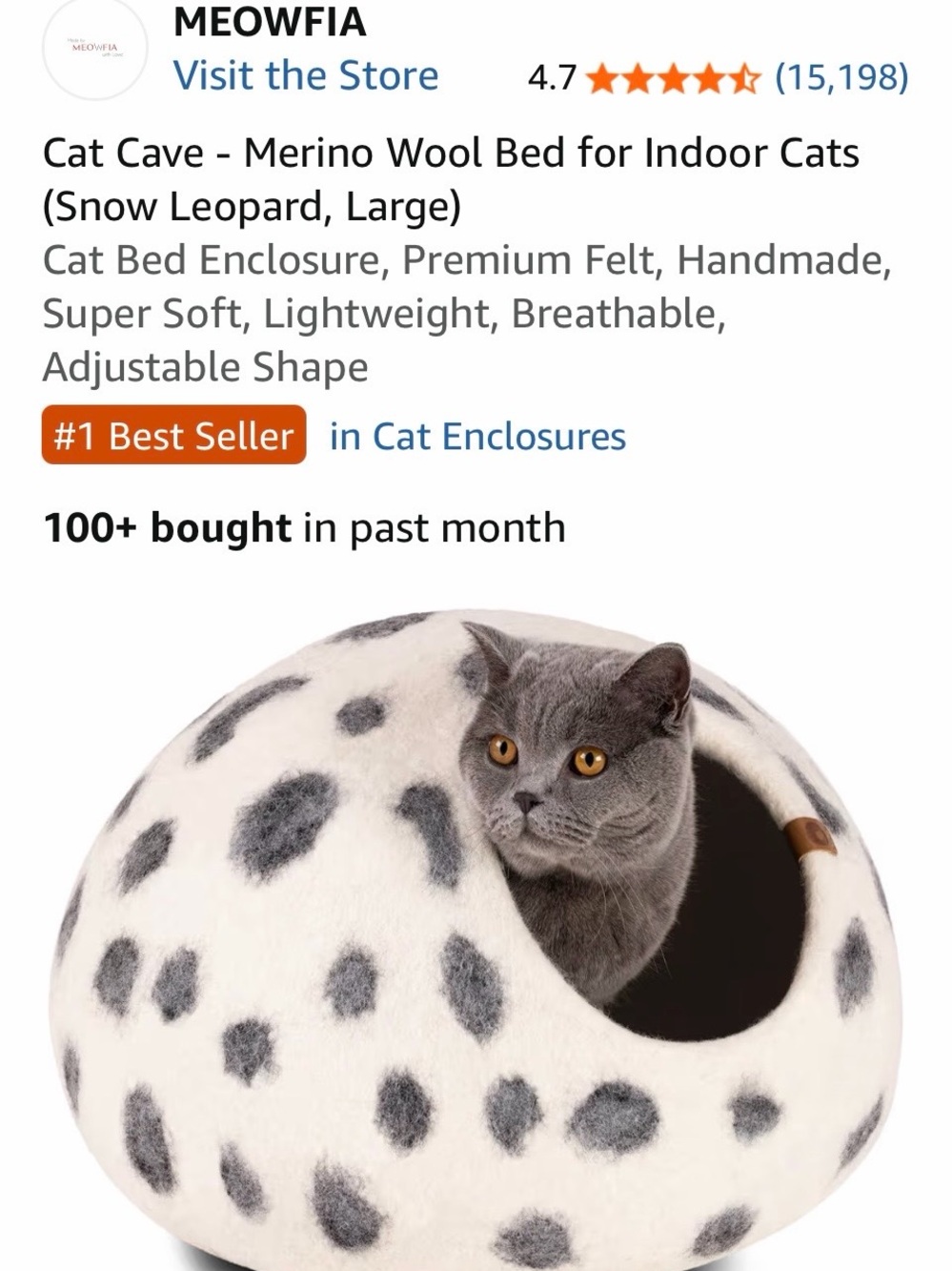 Merino Wool large cat bed enclosure (NWOT) - Picture 9 of 9